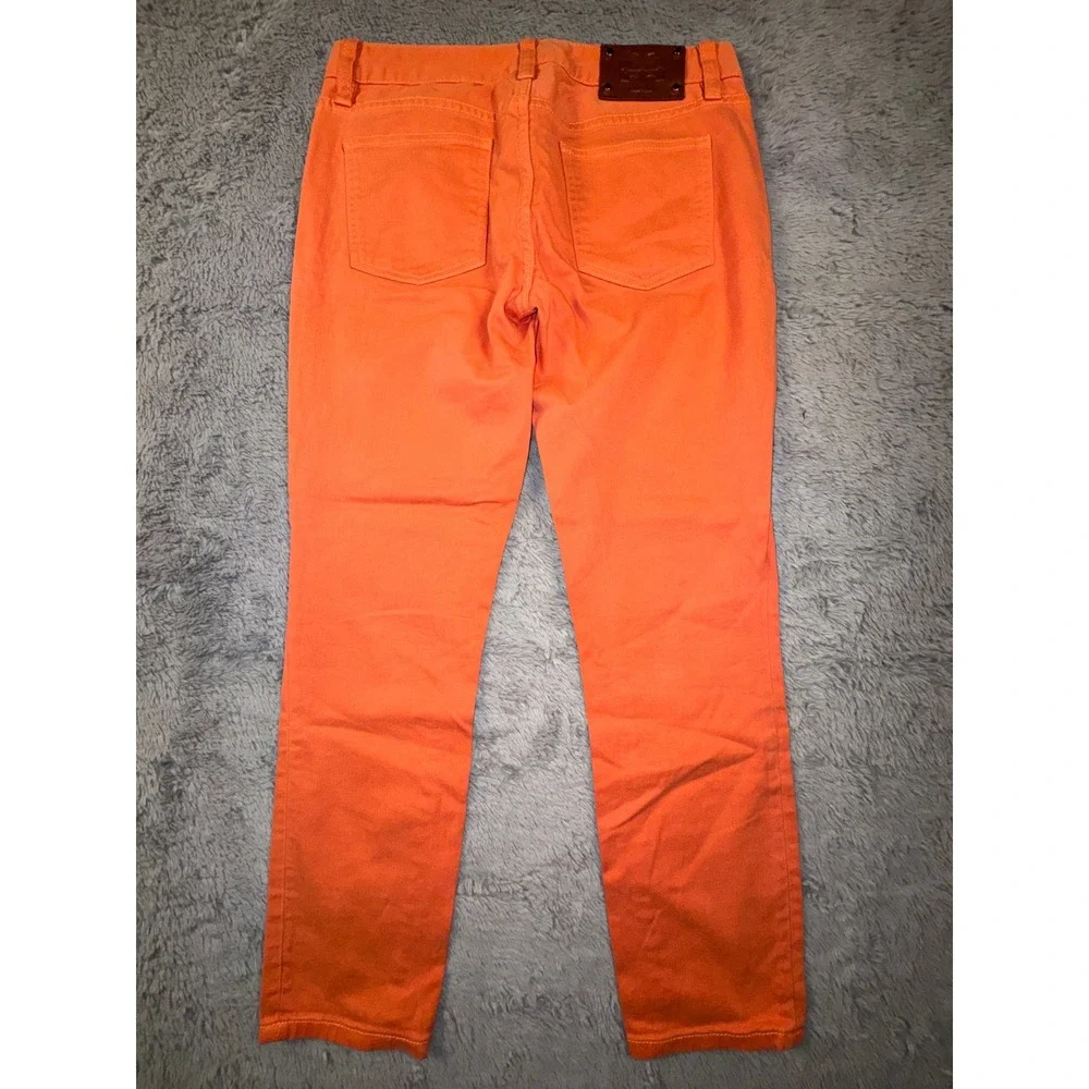 Tory Burch Pants Cropped Skinny Jeans Orange Mid Rise Womens 26 Old Money Luxury